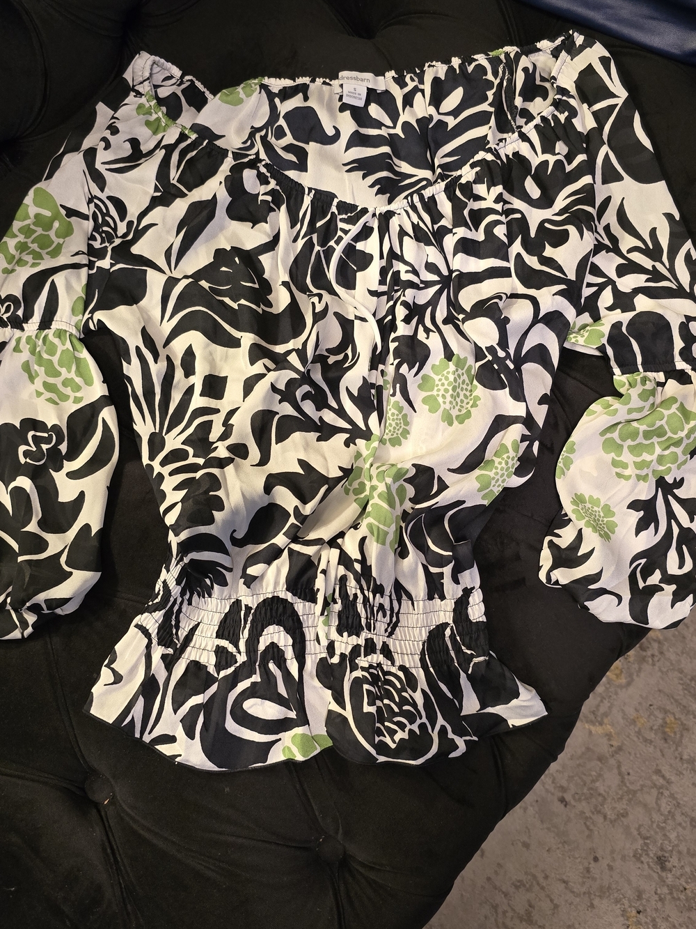 dressbarn Black and White Floral Blouse